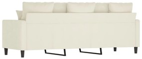 Sofá de 3 lugares 180 cm veludo cor creme