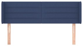 Cabeceira de cama c/ abas tecido 147x16x78/88 cm azul