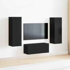 Conjunto de Estante para TV vidaXL de 4 Peças Carvalho Preto Madeira Engenheirada