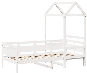 Sofá-cama c/ telhado 90x190 cm madeira de pinho maciça branco
