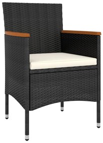 5 pcs conjunto lounge de jardim vime PE preto
