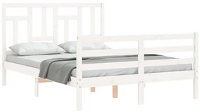 Estrutura de cama com cabeceira 140x200cm madeira maciça branco