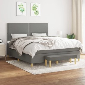 vidaXL Cama com molas/colchão 180x200 cm tecido cinzento-escuro