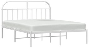 Estrutura de cama com cabeceira 140x190 cm metal branco