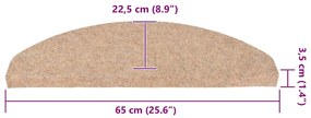 Tapetes de escada adesivos 30 pcs 65x22,5x3,5 cm bege