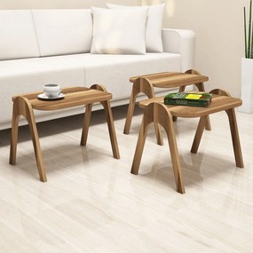 Conjunto de Mesas de Apoio Paris – Cor Nogueira – 48,6 cm x 42 cm x 35