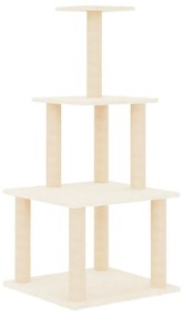 Árvore p/ gatos c/ postes arranhadores sisal 111 cm cor creme