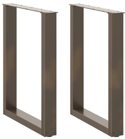 Pés para mesa de jantar em formato de U, 2 peças, aço natural, 60x(72-