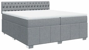 Cama com molas/colchão 200x200 cm tecido cinza-claro