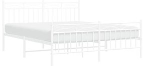 Estrutura de cama com cabeceira e pés 150x200 cm metal branco