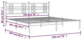 Estrutura de cama com cabeceira 193x203 cm metal preto