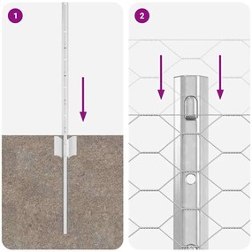 Postes de Cerca vidaXL 11 pcs U-Channel 60 cm Aço Galvanizado