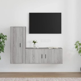 vidaXL Conjunto móveis de TV 2 pcs madeira processada sonoma cinza