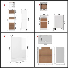 7 pcs conj. armários de cozinha contraplacado branco brilhante