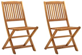 vidaXL Cadeiras de jardim dobráveis 2 pcs madeira acácia maciça