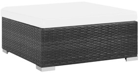 7 pcs conjunto lounge de jardim c/ almofadões vime PE preto