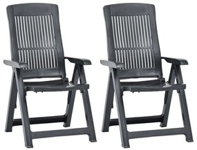 Cadeiras de jardim reclináveis 2 pcs plástico antracite