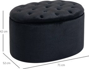 Banco de arrumação estofado com espaço de arrumação para corredor, quarto ou sala, 71 x 52 x 42 cm, preto