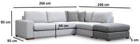 Sofá de Canto Loop – Cinzento Claro – 246 cm x 266 cm