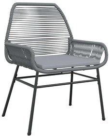 Conjunto jantar jardim 7 peças almofadas vidro vime cinzento PE