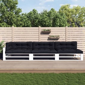 vidaXL Almofadões para móveis de paletes 7 pcs tecido xadrez preto