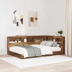vidaXL Cabeceira de armazenamento com prateleira com cabeceira Madeira antiga 120 cm