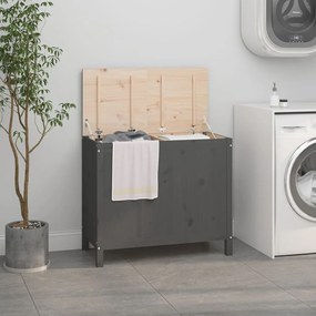 vidaXL Caixa para roupa 88,5x44x76 cm madeira de pinho maciça cinzento