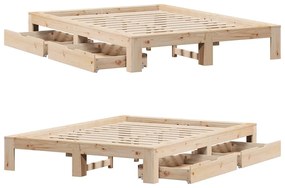 Cama sem colchão 140x190 cm madeira de pinho maciça