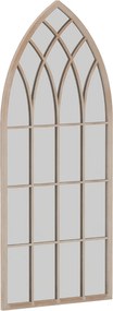Espelho Painel 115x50cm Janela Estilo Fazenda Arqueado Moldura Metálica Anti-explosão Sala de Estar Entrada Lareira Jardim Cinza rústico