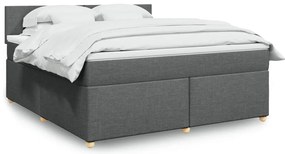 vidaXL Cama com molas/colchão 180x200 cm tecido cinzento-escuro