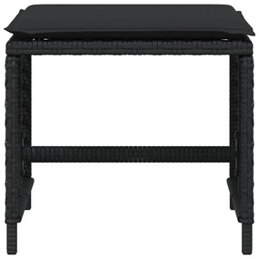Bancos de jardim com almofadões 4 pcs 41x41x36 cm vime PE preto