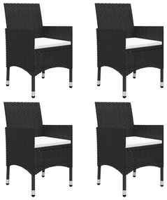 5 pcs conjunto de jantar para jardim preto