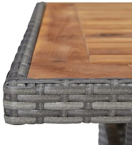 3 pcs conjunto de jantar para jardim vime PE e acácia cinzento