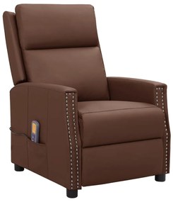 vidaXL Cadeira de massagens couro artificial castanho