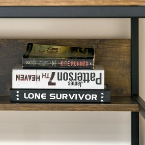 HOMCOM Secretária Estilo Industrial com Prateleiras Estrutura de Metal e Madeira para Estúdio Casa Escritório 120x60x75cm Marrom Rústico