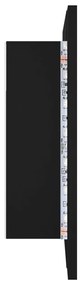Armário espelhado casa banho c/ LED 60x12x45 cm acrílico preto