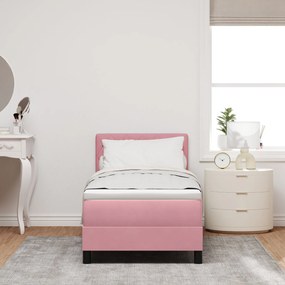 Cama Box Spring vidaXL com Colchão Rosa 80x200 cm Veludo