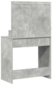 Mesa de Maquiagem vidaXL com Luzes LED Cinza Concreto 79x41x135 cm