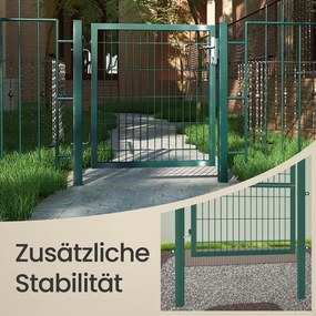 Portão de jardim em aço galvanizado, porta de jardim, portão de vedação 106 x 6 x 145 cm Verde