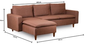 Sofá de 3 Lugares Chaise Longue "Pafu Lungo" - 255x154x46 cm - Castanh