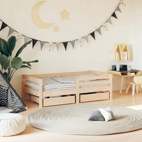 834441 vidaXL Estrutura de cama infantil c/ gavetas 70x140 cm pinho maciço