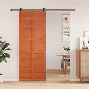 vidaXL Porta de celeiro 80x208 cm madeira de pinho maciça castanho mel