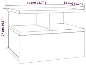 Mesa cabeceira suspensa 2 pcs derivados de madeira cinza sonoma