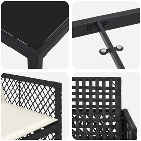 Conjunto de Jantar de Jardim vidaXL de 5 Peças com Almofadas em Preto