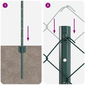 Conjunto de Cerca de Cadeado Conjunto de 2 Verde Aço Galvanizado
