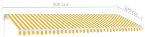 Toldo retrátil manual independente 500x300 cm amarelo e branco