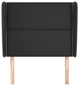 Cabeceira de cama c/ abas couro artif. 103x23x118/128 cm preto