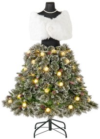 Árvore de Natal artificial Lojas roupa de 150 cm com manequim pré-iluminado Estrutura dobrável e 465 pontas de ramos 50 bolas LED 36 pinhas Colar Xail
