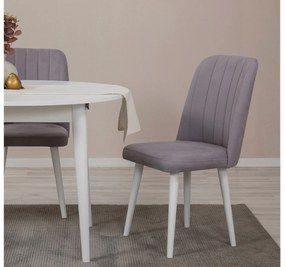 Conjunto de Mesa de Jantar Extensível e Cadeiras Vina – Branco e Cinze
