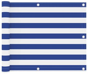 vidaXL Tela de varanda 75x400 cm tecido Oxford branco e azul